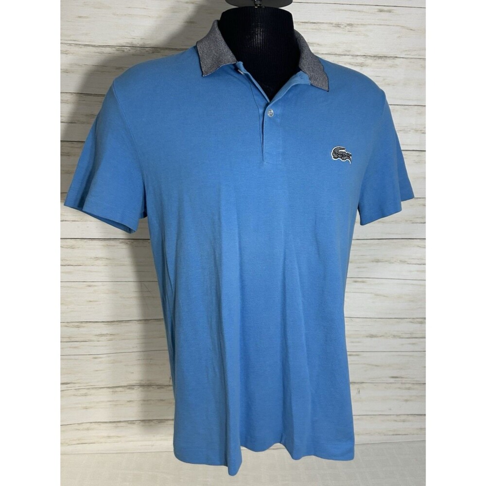 LACOSTE Regular Fit Size 5 US Medium to Large Blue BIG Alligator Polo Shirt golf